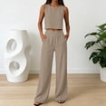thumbnail image 2 of Khunlpohl Women's 2 Piece Sets Crew Neck Cropped Sleeveless Tank Tops and Straight Leg Loose Pants Summer Trendy Casual Vacation Set, 2 of 7