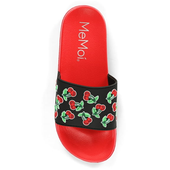 MeMoi Women's Cherries Lightweight Slides - Womens - Female (L, Red)