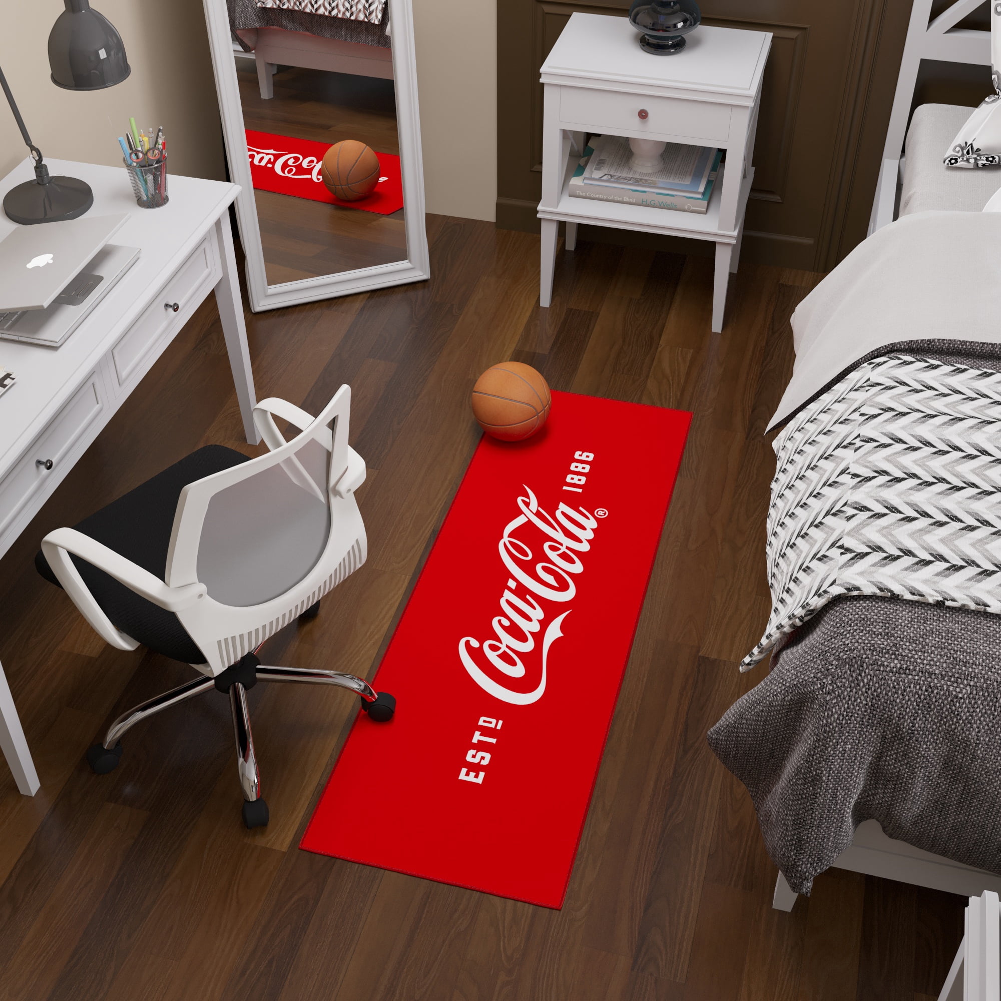 Ottomanson Coca-Cola Logo Machine Washable Non-Slip Rubberback 2x5 Runner Rug, 20"x 59", Red