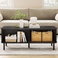 thumbnail image 4 of ROGALIS 47.2" Mid Century Modern Coffee Tables with Storage for Living Room, Rectangle Wood Center Table, Black, 4 of 7
