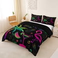 thumbnail image 2 of jejeloiu Neon Flamingo Party Bedding For Girls,Tropical Hawaii Holiday Duvet Cover Full,Black Multicolor,Black Reversible,3-Piece,1 Duvet Cover and 2 Pillowcases, 2 of 6