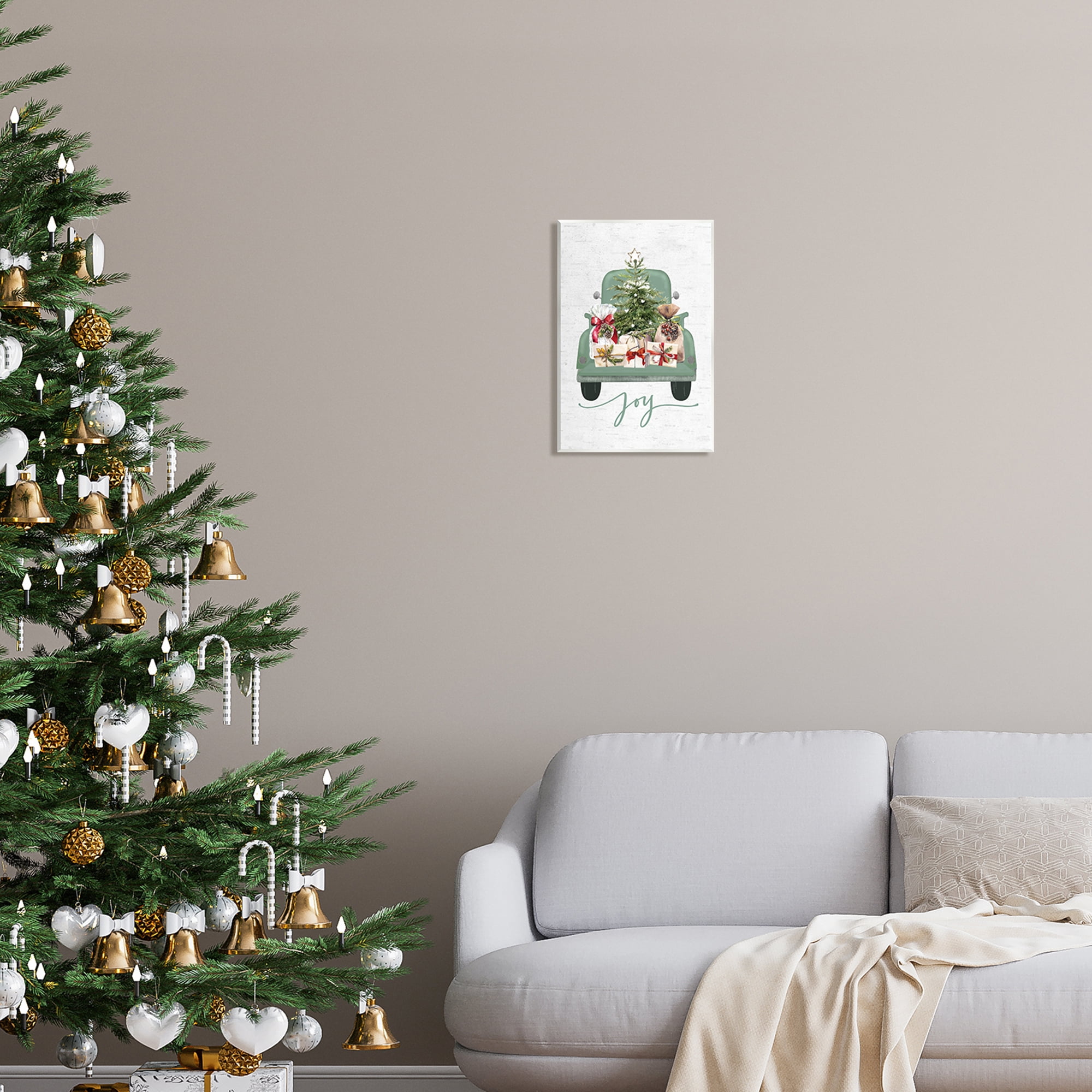 Stupell Industries Rustic Gift Truck with Joy Holiday Painting Unframed Art Print Wall Art, 10 x 15