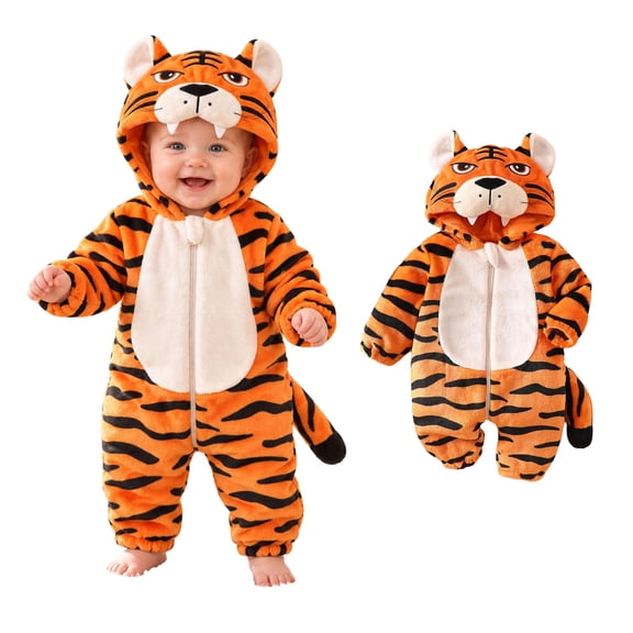 Boys Hooded Romper Long Sleeve Zipper Warm Jumpsuit Baby Animal Costume Halloween Cosplay Girls Halloween Costume Size 0-9 Months