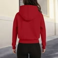 thumbnail image 6 of ManxiVoo Women's Cropped Zippered Hoodie Casual Loose Fit Drop Shoulder Sweatshirt Lightweight Street Style L Size Red, 6 of 7