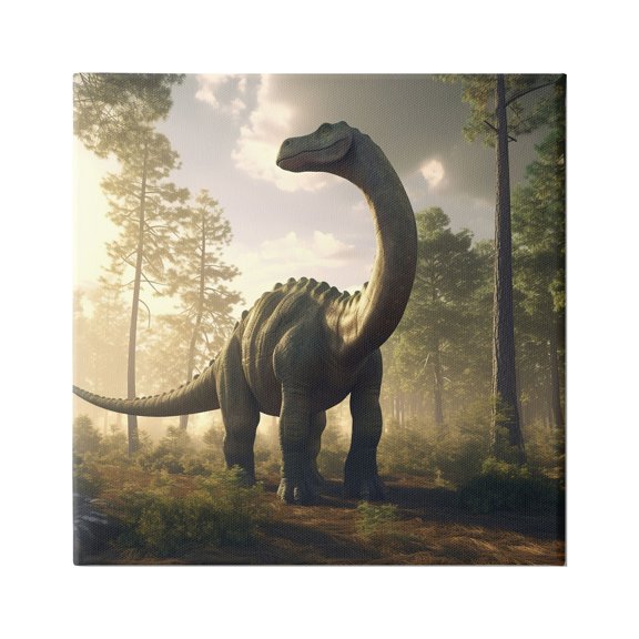 Stupell Industries Detailed Dinosaur Landscape Animals & Insects Painting Gallery Wrapped Canvas Print Wall Art, 30 x 30