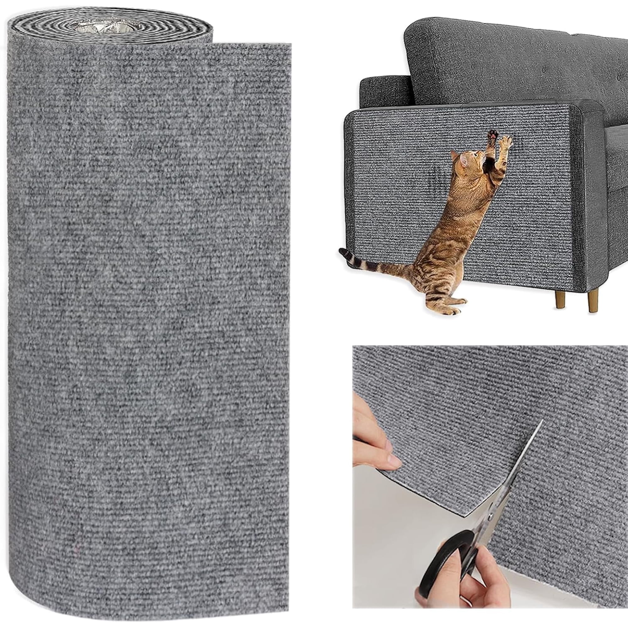 Cat Scratching Mat, 78.7"x15.7" Trimmable Self-Adhesive Carpet, DIY Climbing Cat Scratcher for Replacement Pads Covering Posts Furniture Protection