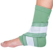 ZenToes Ankle Support Brace for Women and Men, Easy to Use Compression Sleeve with Adjustable Stabilizer Wrap - 1 Count (Green, One Size)