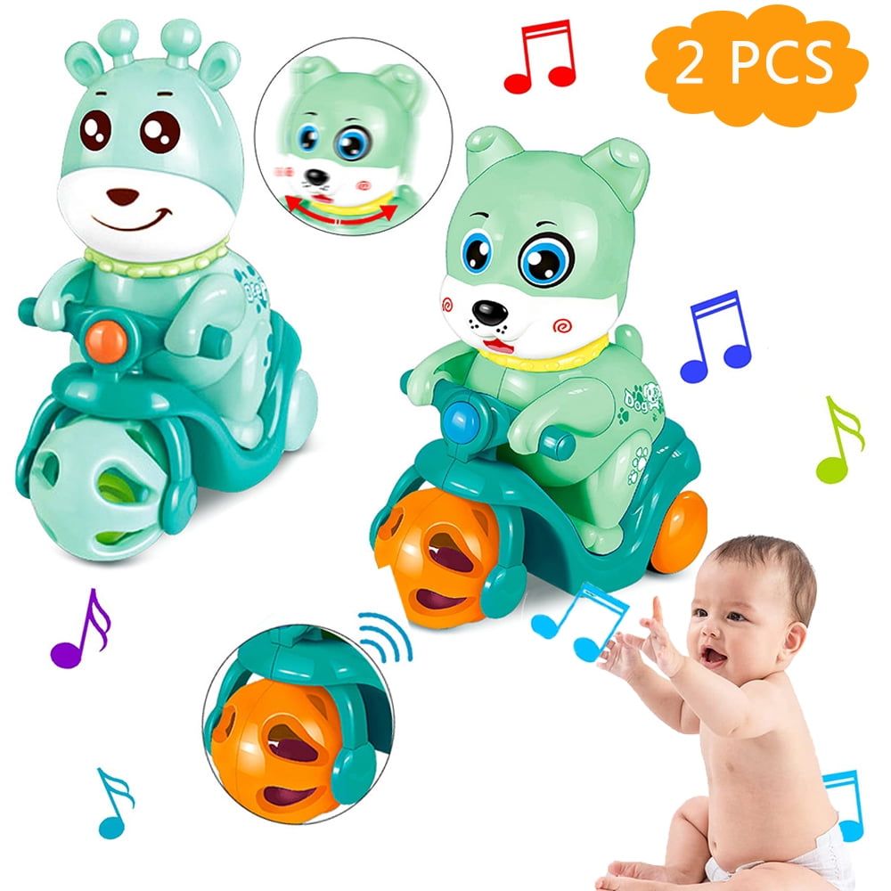 Zacharyer Rattle Roll Car for Toddlers Push and Go Vehicles Soft Rubber