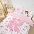 thumbnail image 3 of Manfei Aesthetic Pink Bowknot Twin Bedding For Girls,3D Fashion Letter R Monogram Letter Duvet Cover Set For Kids,Pink Reversible,2-Piece(No Comforter), 3 of 6