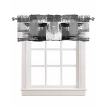 Contemporary Grey Linen Curtain Valance for Bedroom/Bathroom/Kitchen/Office/Living/Dining Room Windows,Abstract Black Grey White Street Art Pocket Topper Drapes Decorative Cafe Drapery Panel 54x18