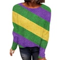 thumbnail image 5 of Craaazy Mardi Gras Tops for Women Fashion Carnival Print Round Neck Loose Long Sleeve Pullover Gifts, 5 of 5