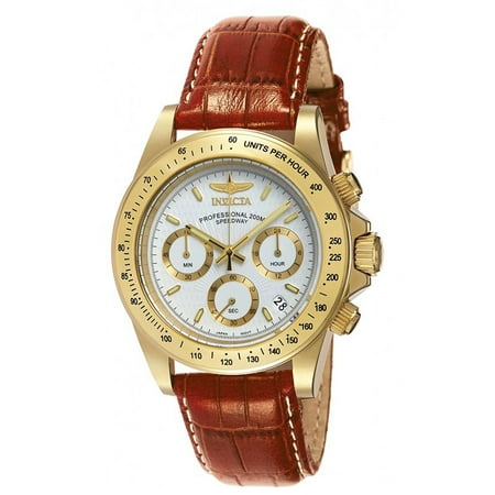 Invicta 7032 Men's Signature Speedway Chronograph White Dial Brown Leather Strap Dive Watch