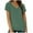 Green, variant on MIUOWANP Short Sleeve T-Shirt Women's V-Neck Pocket Pleated Solid Color Top Size M(6)Green