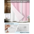 thumbnail image 3 of No Hook Cloth Fabric Shower Curtain with Snap in Liner, Pink White Stripe Waterproof Shower Curtains Set with See Through Top Window, Modern Rustic Vertical Striped Bath Curtains Shower 36"x78", 3 of 6