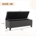 thumbnail image 2 of Storage Ottoman,Bedroom Benches for Foot of Bed,with Safety Close Hinge and Solid Wood Legs,47.5", Living Room, Entryway, Hallway (Linen, Dark Grey), 2 of 7
