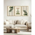 thumbnail image 3 of Drsoum Large 24x36in3pcs Natural Framed Bohemia Modern Prints with Green Leaf Wall Art Bedroom Living Room Decor, 3 of 9