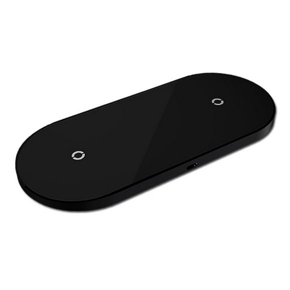 Amdohai 2 in 1 Dual Wireless Charger 10W Fast Charging Pad Wireless Charging Mat for Mobile Phones Earbuds Mirror Black