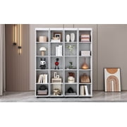 Mintazer Queen Murphy Bed with Pull-Out Storage Cabinets, Modern Foldable Wall Bed with Storage Doors for Bedroom Apartment Guest Room, White
