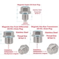 thumbnail image 2 of y 5PCS Stainless Steel Magnetic Front Differential Rear Transmission Oil Drain Fill Plug Kit, fits Polaris General Rzr Ranger Scrambler Sportsman Replace 7052306 3234756 3234755 2203738 2203739, 2 of 4