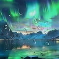 thumbnail image 5 of Orinice Aurora Mountains Lake Bathroom Decor Set with Hooks Chic Modern Polyester Fabric Shower Curtain 36x72, 5 of 7