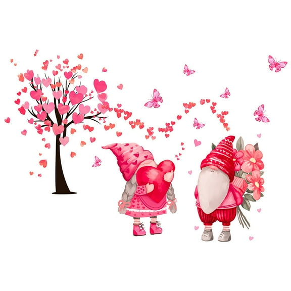 KCEHTA Valentines Day Decorations, 2 Sheets Valentines Day Wall Stickers, Valentines Day Decor Gnome Wall Stickers Valentines Day Wall Decor for Living Room Bedroom Home Party Art Decor