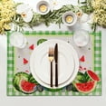 thumbnail image 3 of Watercolor Watermelon Gnomes Placemats Set of 4,Green Buffalo Check Plaid Rectangular Linen Kitchen Mats Summer Seasonal Place Mat 12 x 18 Inch for Kitchen Dining Table Decor, 3 of 6
