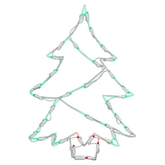 18" Tree Window Décor with 35 Multi-Colored , Green, Red LED