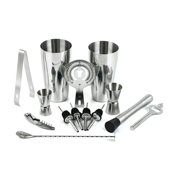 Dazzling Stainless Steel Mixology Bartender Kit, Essential Home Bar Tool Set Shaker and Pourers Included