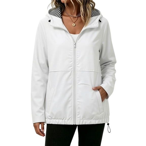 hotojiny Women's Rain Jacket Windbreaker Waterproof Rain Coat with Hood Full Zip Outdoor Lightweight Raincoats for Hiking