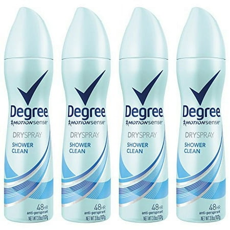 Degree Antiperspirant Deodorant Dry Spray, Shower Clean, 3.8 oz, 4 count
