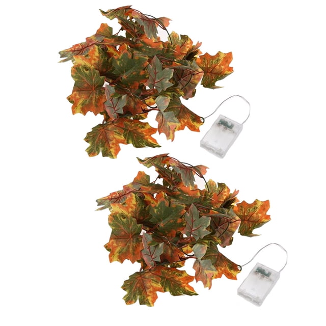 kurtrusly Maple Leaf String Light Portable Detachable Hanging 2.2M Multi-modes Halloween Christmas Camping Ambient Lamp Lighting Decor 2 Pieces