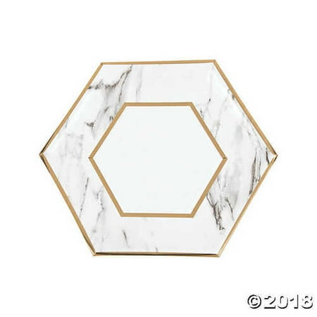 White Marble Dinner Paper Plates With Foil Walmart Com