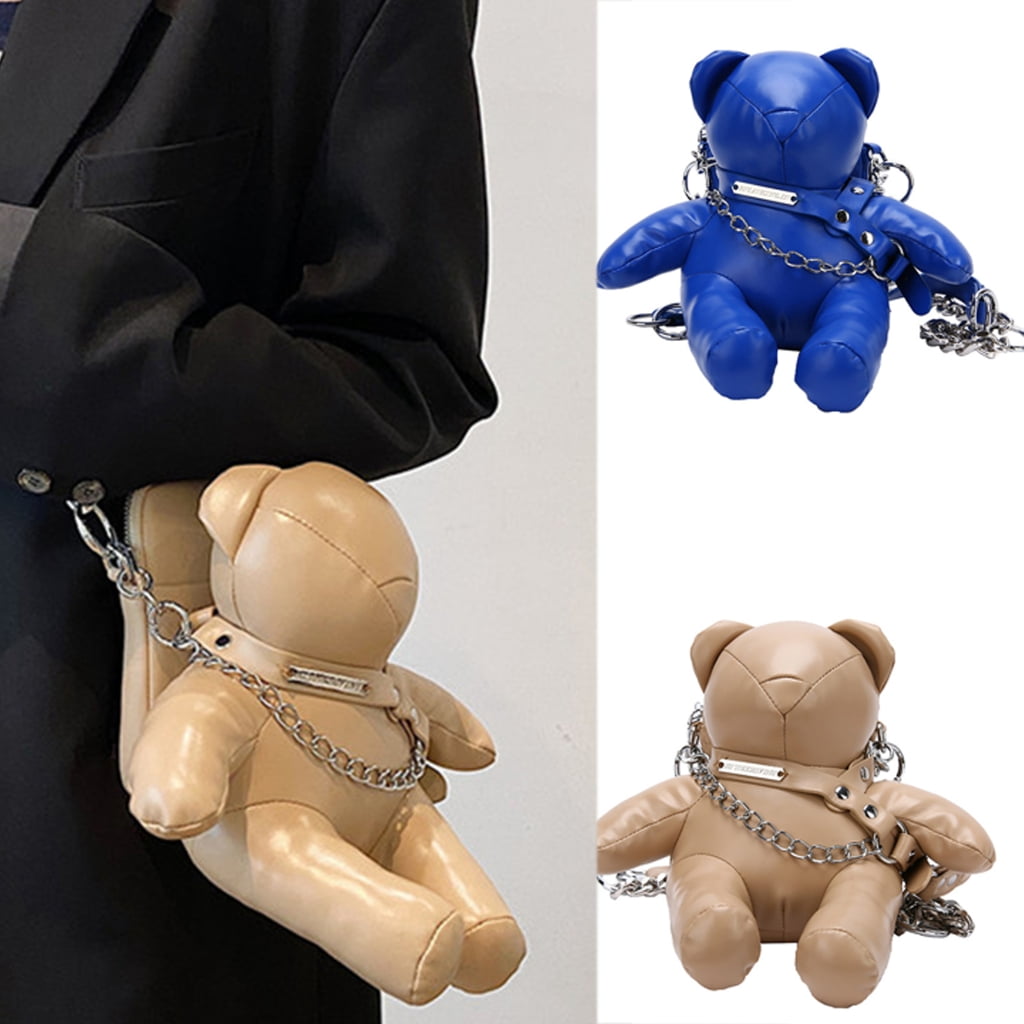 ZPAQI PU Leather Phone Sleeve with Chain Cute Bear Shape Purse Small Crossbody Bag