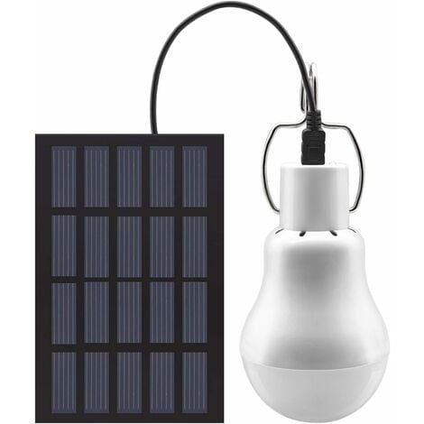Bombilla LED portátil con energía solar, luz solar con panel solar para jardín, patio, interior, exterior, senderismo, camping, tienda de campaña, iluminación de pesca