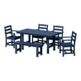 thumbnail image 2 of WestinTrends Ashore 6-Piece Outdoor HDPE Patio Dining Table Set with Bench, Navy Blue, 2 of 9