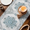 thumbnail image 5 of Retro Abstract Table Runner, Ethnic Style Flowers Cotton Linen Kitchen Table Decoration Washable Dining Tabletop Runners for Home Party Decor 13x108 Inches, 5 of 9