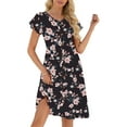 thumbnail image 2 of Fantaslook Women Summer Dresses V Neck Ruffle Sleeve Casual Flowy Sundresses Button Floral Midi Dress with Pockets, 2 of 8