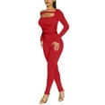 thumbnail image 2 of Women Mesh Romper Jumpsuits Long Sleeve Square Neck See Through High Waist Casual Street Sports Jumpsuit Running Jogger Autumn, 2 of 4