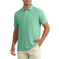 thumbnail image 4 of INSPIRE CHIC Men's Polo Shirts Short Sleeve Lightweight Regular Fit Casual Business Work Solid Golf Shirt L Green, 4 of 6