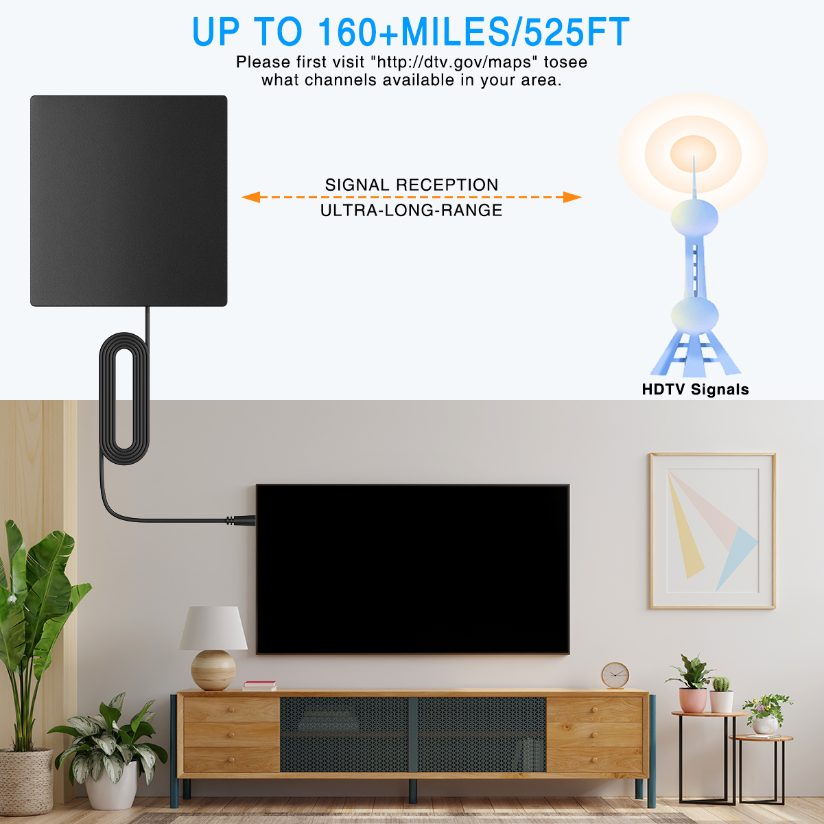 Antena interior LEDSTAR Mod. LTV-533USB con booster - Disco