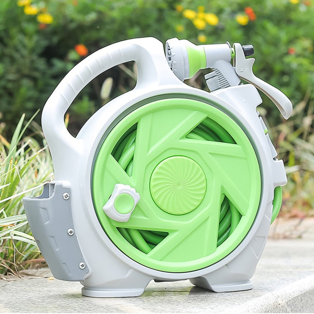 Zeiwohndc Upgraded PVC Retractile Hose Roll 50ft Outdoor Watering Equipment Storage