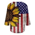thumbnail image 4 of SELONE 3/4 Sleeve Tops for Women Plus Size Three-Quarter Sleeve Tops Blouses Regular Fit T Shirts Pullover Tees Tops Usa Flag Print T-Shirts Crew Neck Tops Casual Blouses Button Down T Shirts Yellow M, 4 of 5