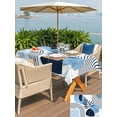 thumbnail image 5 of Outdoor Tablecloth with Umbrella Hole for Patio/Picnic/Party/Camping, Blue Bohogeometric Waterproof Table Cloth Rectangle Table Cover Washable, Bohemia Ethnic Abstract Lines Leaf (52"x 70"), 5 of 8