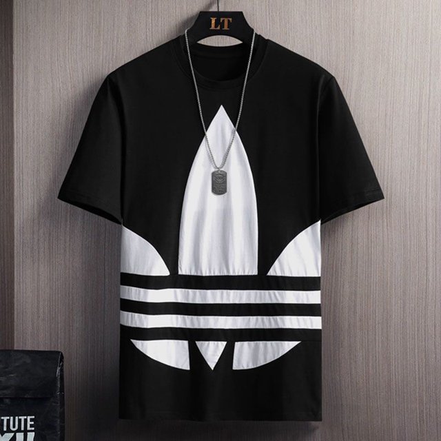 100 % Algodón ADIDA Camiseta De Manga Corta Para Hombres Y Mujeres Mismo Estilo 2021 Verano Suelto Cuello Redondo Todo Moda Tendencia collar + Etiqueta Colgante Gao Jiahui unisex