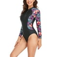 thumbnail image 5 of Lopeceal Women's Long Sleeve Rash Guard UV UPF 50+ Sun Protection Zipper Printed Surfing One Piece Swimsuits Bathing Suit, 5 of 6