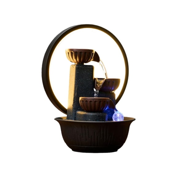 3-tier Tabletop Water Fountain With Warm Led Ambient Lamp