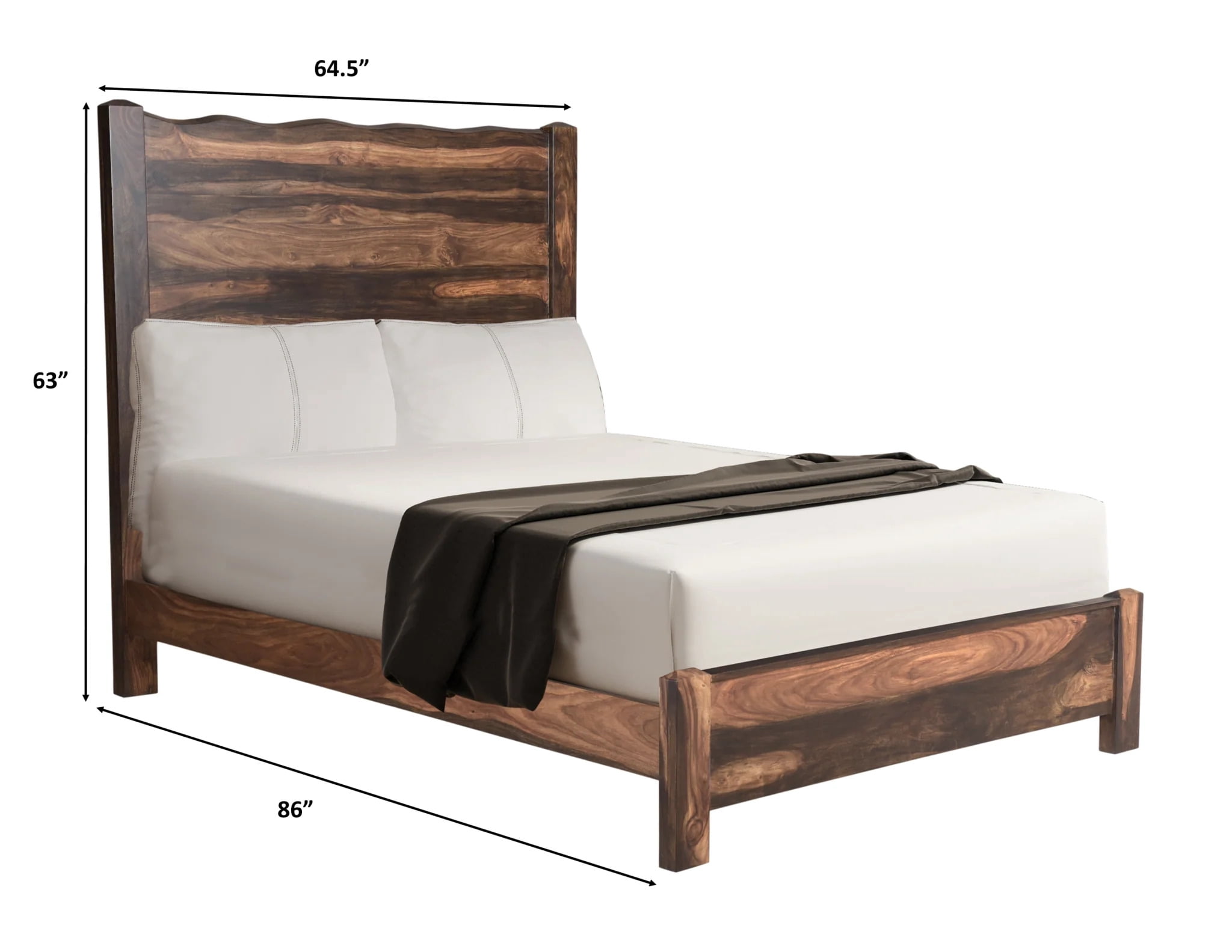 HomeRoots Live Edge Solid Wood Queen Dark Brown Bed