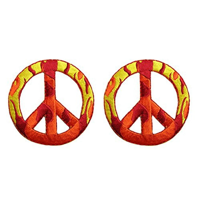 Altotux 2 Pcs Écusson Autocollant à Repasser avec Signe de Paix Camouflage en Forme de Flamme (2 Écussons Flammes)