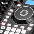 thumbnail image 4 of Controlador de DJ portátil LyxJam de 2 pisos, consola de mezclas con pantalla LCD | Bucle manual, USB, entrada de micrófono, salida de grabación, 16 pads de rendimiento con software Virtual DJ LE incl, 4 of 5