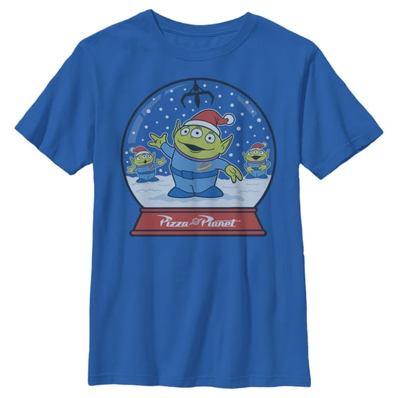 Boy's Toy Story Christmas Alien Snow Globe  Graphic Tee Royal Blue X Small